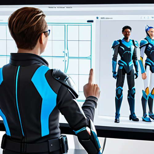 Home 22 **
"A diverse team of character designers in a bright, modern studio, collaborating on a digital character design. One designer points to a screen showing feedback from an online forum. The character on screen is a futuristic hero in practical, modest armor. The atmosphere is energetic and collaborative. safe for work, appropriate content, fully clothed, professional, perfect anatomy, correct proportions, well-formed hands, proper finger count, natural body proportions, high quality digital art, studio setting."
**