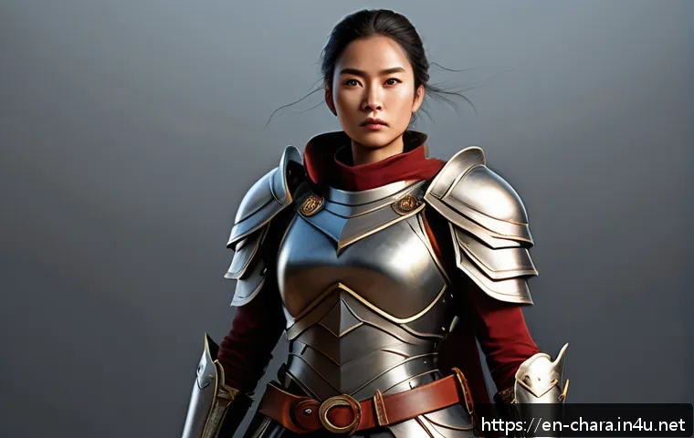 캐릭터디자인 강의 준비 방법 - A detailed digital painting of a confident female warrior character standing in a dynamic pose, wear...