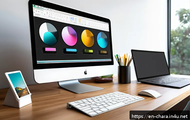 캐릭터디자이너의 자기소개서 작성법 - A modern, clean character designer’s workspace featuring a sleek desk with dual monitors displaying ...