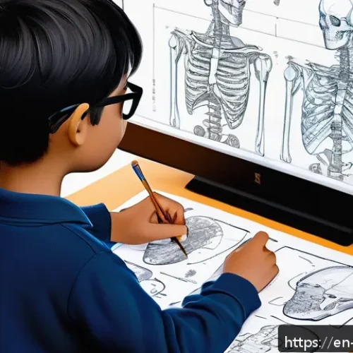 캐릭터디자인 독학으로 가능할까 - A detailed digital illustration of a character design workspace featuring a young artist sketching o...